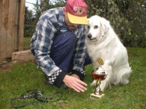 Hund mit Pokal