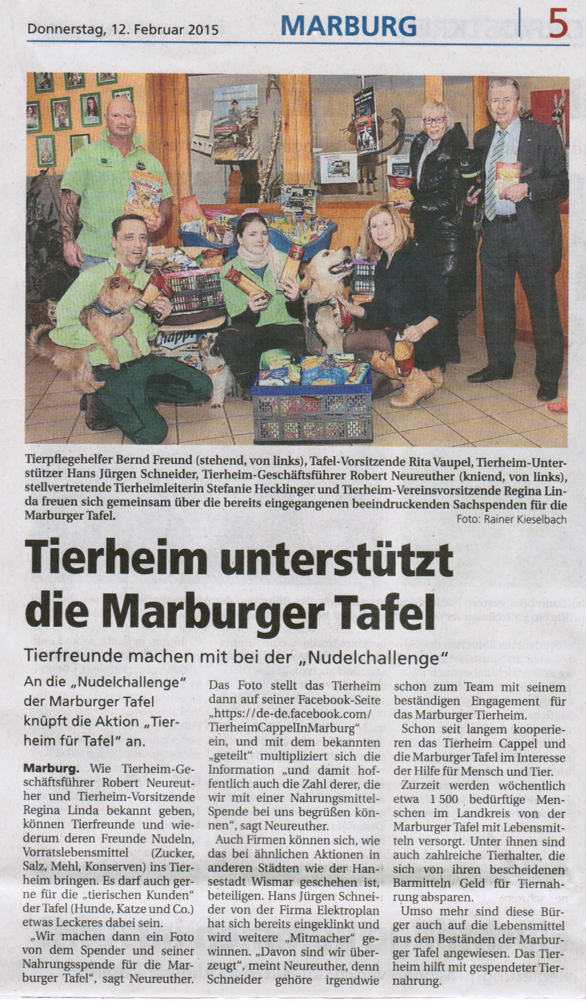 Tierheim Unterstutzt Die Marburger Tafel Tierheim Cappel Marburg